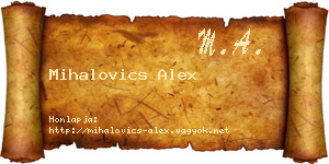 Mihalovics Alex névjegykártya