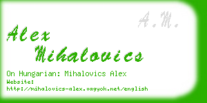 alex mihalovics business card